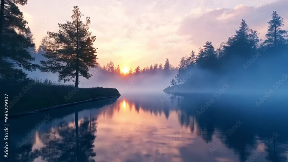 Misty Sunrise Over Still Waters Misty Sunrise Over Still Waters