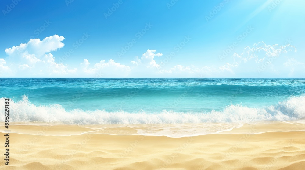 Vibrant Summer Beach Scene with Clear Blue Sky