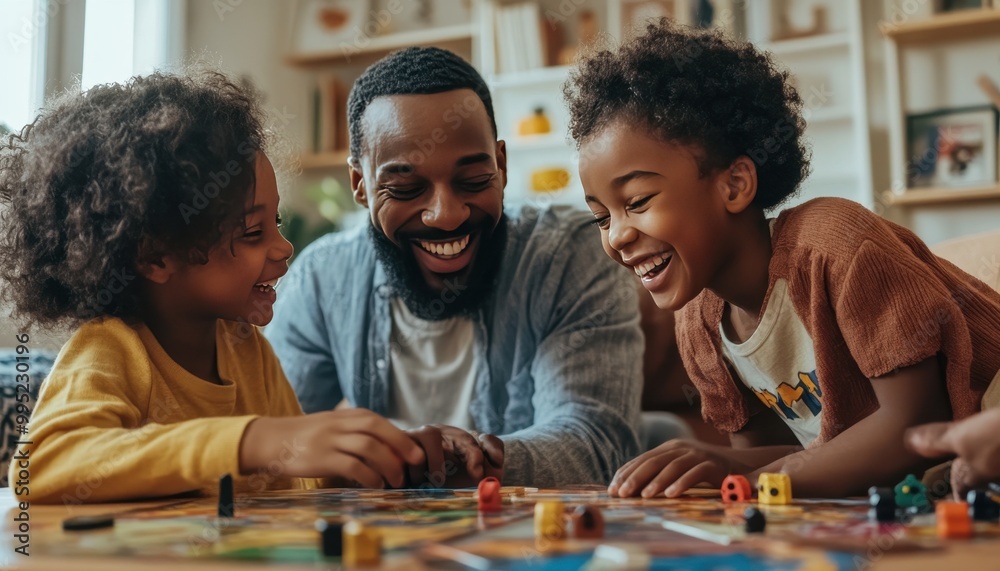 Family Playing Board Game, Sharing Smiles and Laughter Family Playing Board Game, Sharing Smiles and Laughter