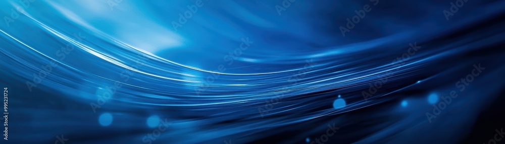 Fototapeta premium Abstract Blue and White Swirls with Blurry Lights