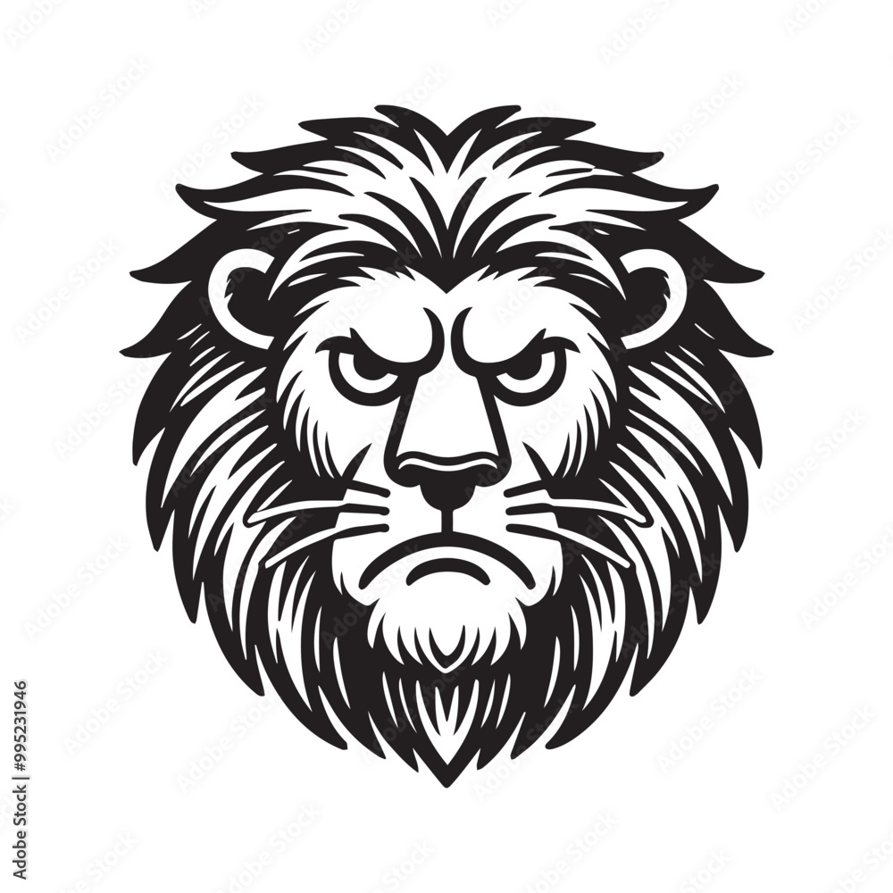 Lion Face Logo design - Lion Head Vector illustration in black and white
Lion Face Logo design - Lion Head Vector illustration in black and white