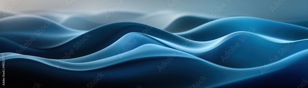 Obraz premium Abstract Blue Wavy Surface with Subtle Lines and Depth