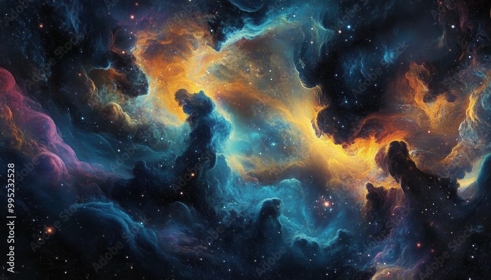 A Celestial Tapestry of Nebulas and Stars in the Vast Expanse of Space A Celestial Tapestry of Nebulas and Stars in the Vast Expanse of Space