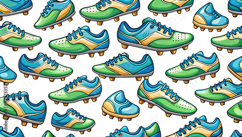 Cleats Pattern in Cartoon Style on a Transparent Background