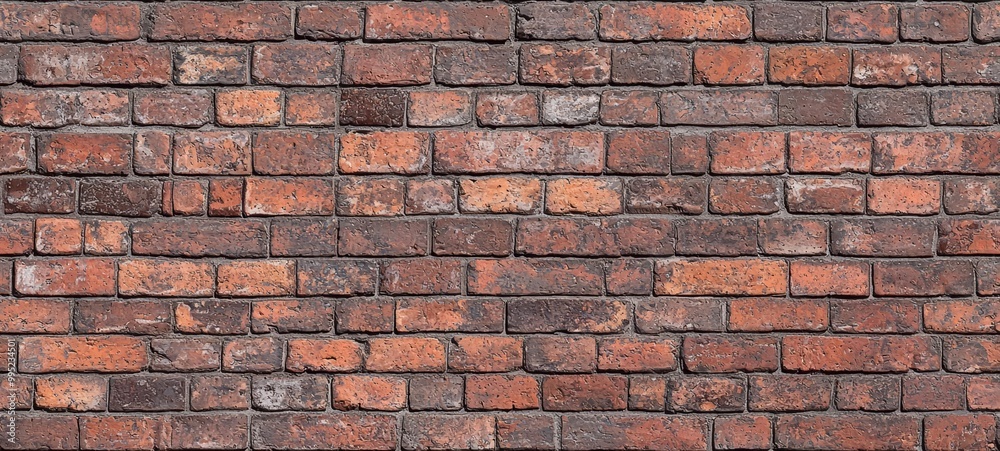 Fototapeta premium Seamless of Dark Brown Or Red Old Brick Wall, Panorama. Brickwork Background Or Texture. Copy Space For Text Or Banner. , isolated on white background, , copy space for text,