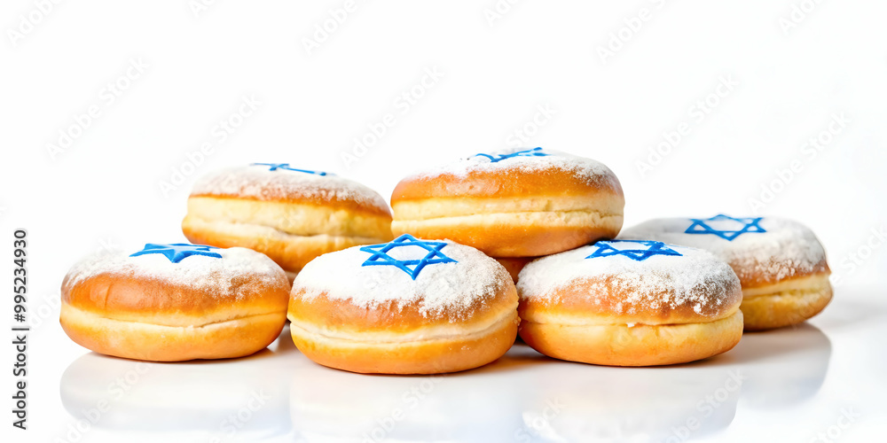 Flat Isolated Hanukkah Donuts on White Background - Traditional Holiday Food Illustration Ideal for Infographics on Hanukkah Customs and Festive Culinary Elements Flat Isolated Hanukkah Donuts on White Background - Traditional Holiday Food Illustration Ideal for Infographics on Hanukkah Customs and Festive Culinary Elements