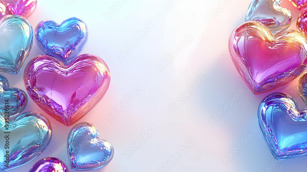 3D Holographic Heart Frame Design - Love Themed Icon with Open Center for Copy Space on White Background for Event Announcements 3D Holographic Heart Frame Design - Love Themed Icon with Open Center for Copy Space on White Background for Event Announcements