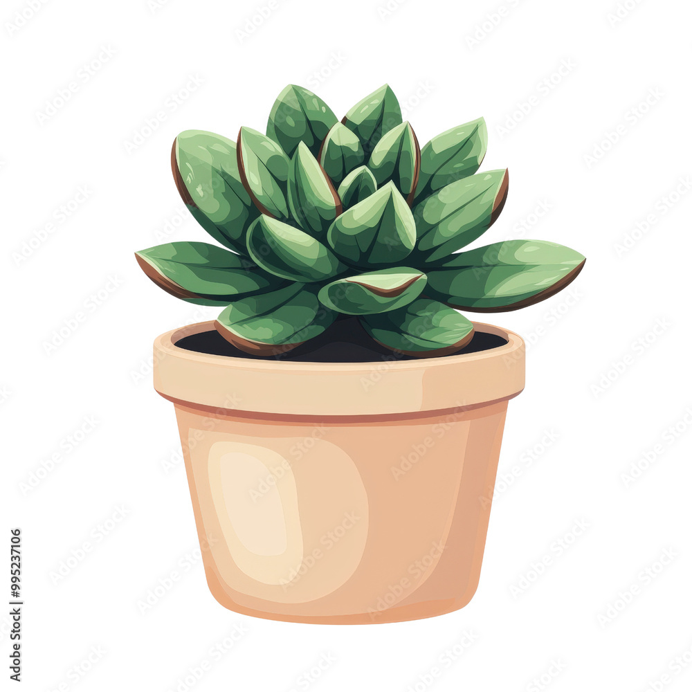 Green Succulent Plant in Simple Pot Green Succulent Plant in Simple Pot