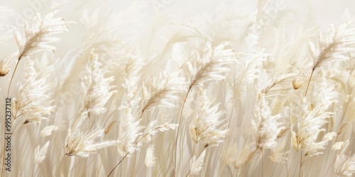 Graceful Whispers. Delicate, airy, and feathery grass blades, plant texture concept photo