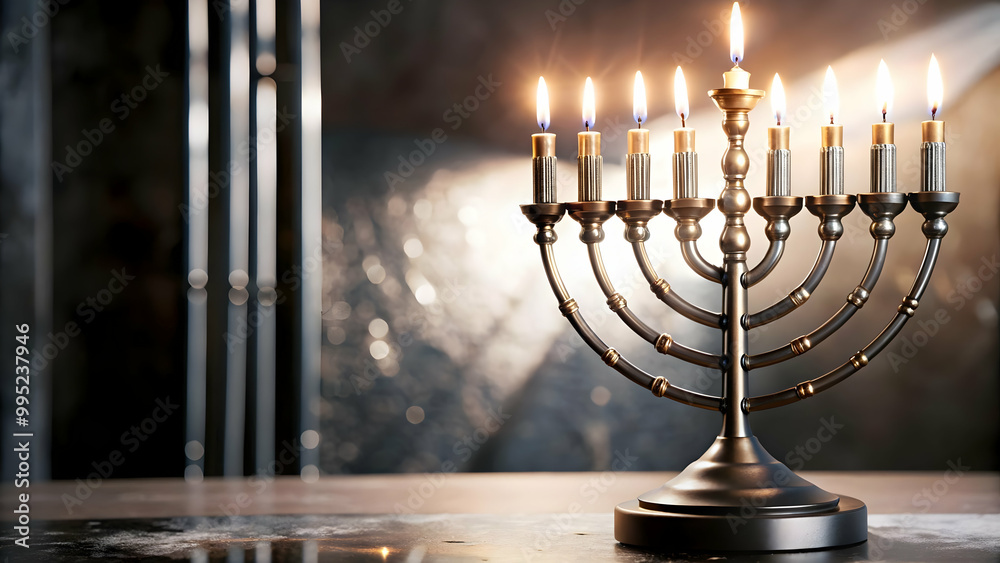 3D Podium Featuring Glowing Hanukkah Candles with Copy Space on Base for Spiritual Design Showcase 3D Podium Featuring Glowing Hanukkah Candles with Copy Space on Base for Spiritual Design Showcase