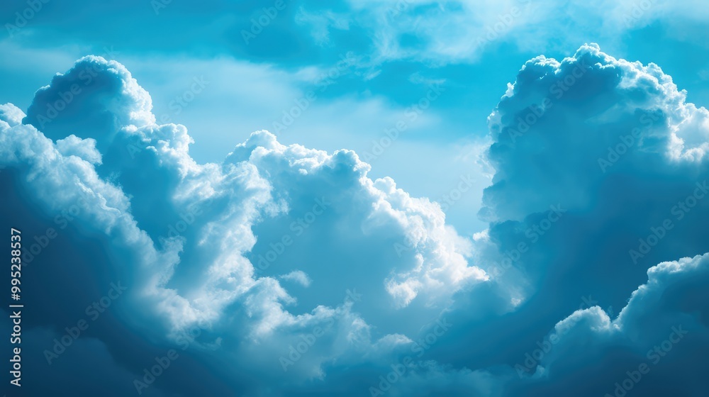 Naklejka premium deep blue tint color tone cloud sky cloudscape nature for background