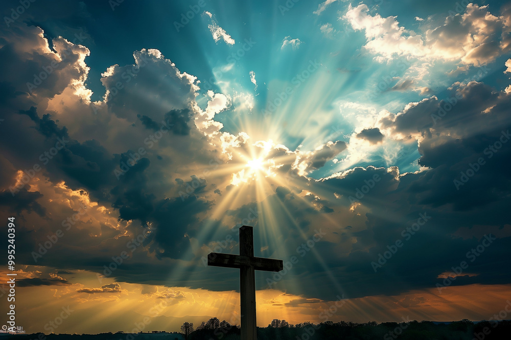 Fototapeta premium A powerful and inspirational image of a Christian cross
