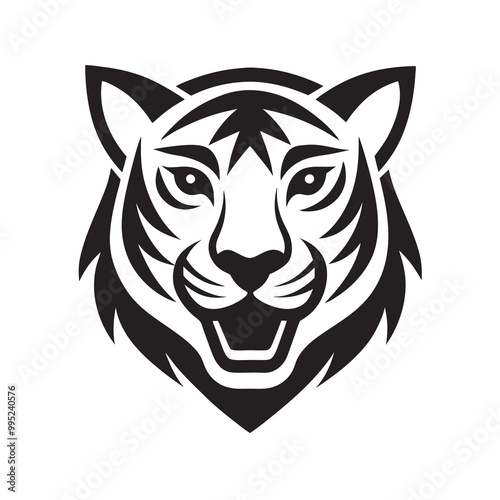 Tiger head logo design silhouette vector illustration