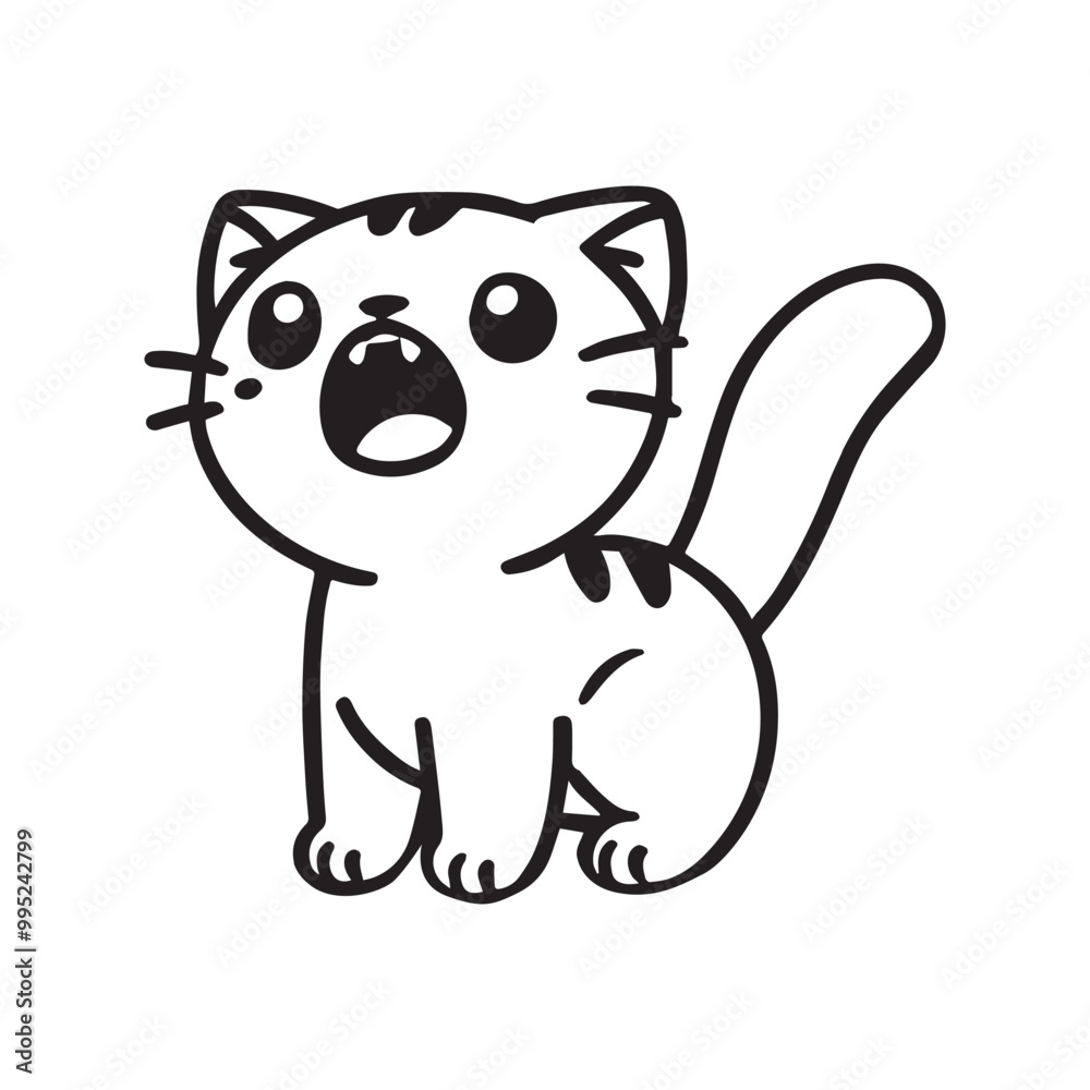 Cute Cat Outline Clipart, Cat Vector illustration in black and white Cute Cat Outline Clipart, Cat Vector illustration in black and white