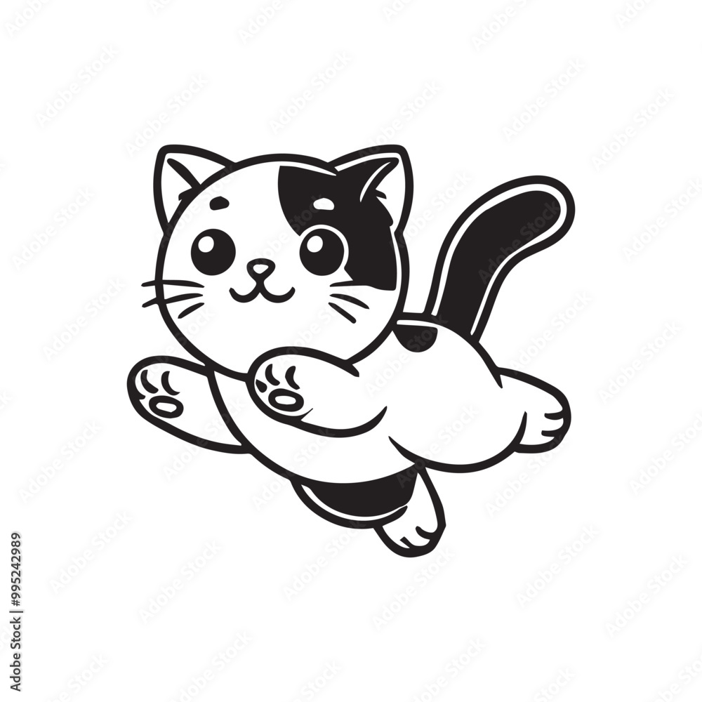 Cute Cat Outline Clipart, Cat Vector illustration in black and white Cute Cat Outline Clipart, Cat Vector illustration in black and white