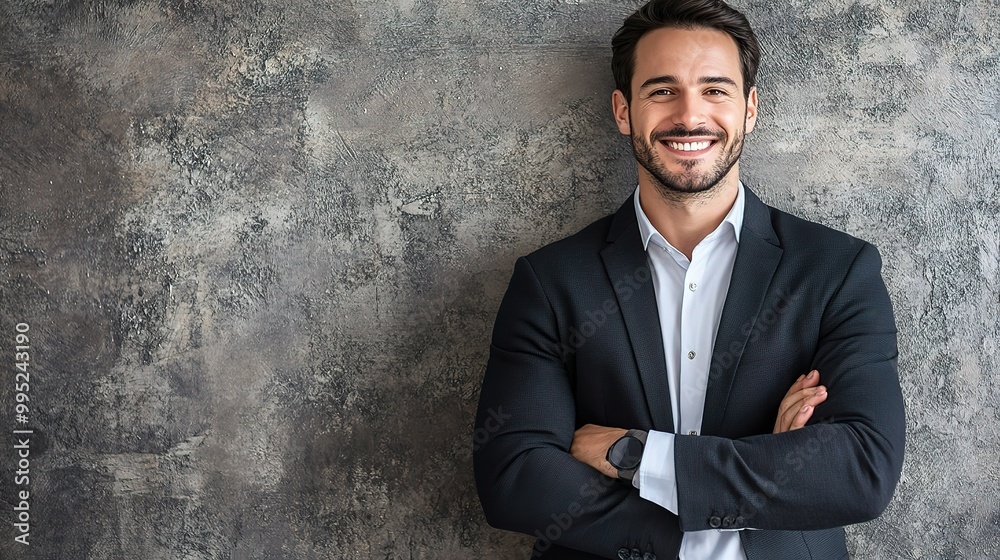 Confident Businessman in Professional Attire Smiling Confident Businessman in Professional Attire Smiling