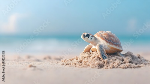 Mature Female Sea Turtle Returning to the Beach Where She Was Born Preparing to Lay Her Eggs and Continue the Lifecycle in the Coastal Ecosystem