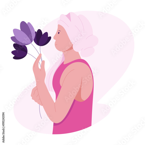 Character based flat illustration of cancer healing 