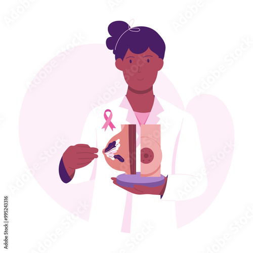 A flat illustration of breast tumour 
