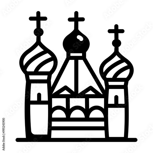 A doodle style icon of basil cathedral 