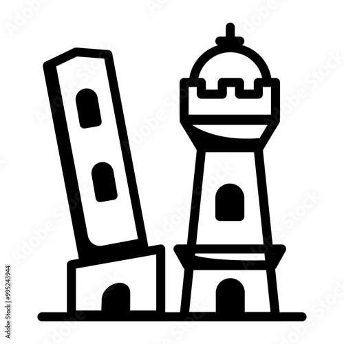 A doodle icon of bologna towers 