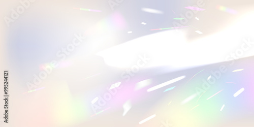 Abstract gradient background rainbow prism reflection bright flash sun rays and sparks.Vector illustration.