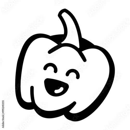 A drawing style icon of cute capsicum 
