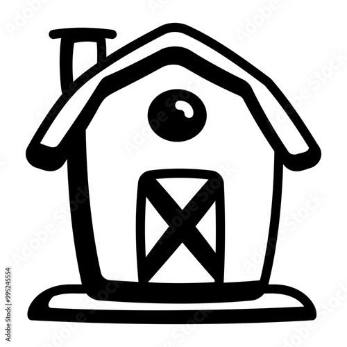 A doodle icon of garden shed 