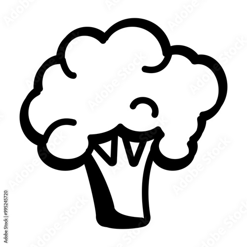 Broccoli icon in doodle style