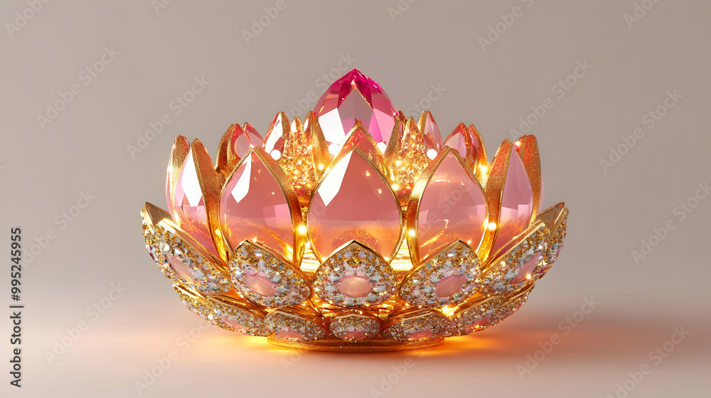 3D Loy Krathong with Glowing Gems: Stunning Festive Icon Illustrating a Sparkling Festival Against a White Background 3D Loy Krathong with Glowing Gems: Stunning Festive Icon Illustrating a Sparkling Festival Against a White Background