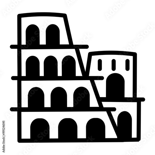 Colosseum icon designed in hand drawn style 