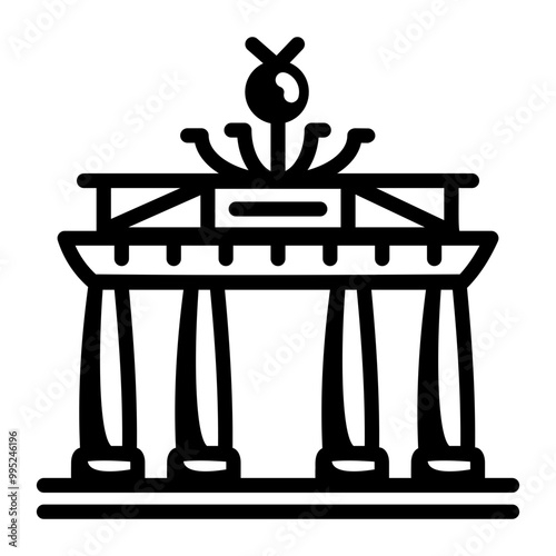 Brandenburg gate icon designed in doodle style 