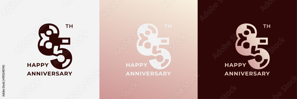 Logo 85th, 85 years anniversary, Creative design template for celebration, greeting, birthday and invitation. Editable file Logo 85th, 85 years anniversary, Creative design template for celebration, greeting, birthday and invitation. Editable file