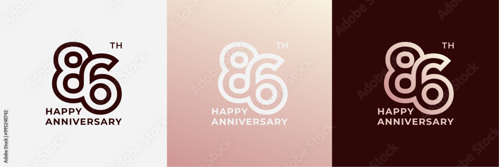 Fototapeta premium Logo 86th, 86 years anniversary, Creative design template for celebration, greeting and invitation. Editable file
