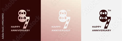 Logo 87th, 87 years happy anniversary, Creative design template for celebration, birthday, greeting and invitation. Editable file