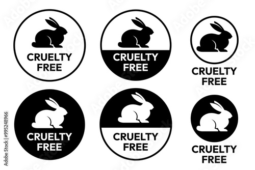 Cruelty Free label, logo, badge, icon, sticker, symbol, emblem, stamp, green, line, flat vector, isolated illustration. Cruelty free not tested on animals label for product packaging design.