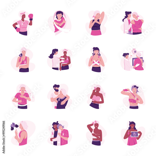 Collection of Cancer Day Flat Illustrations 