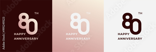 Logo 80th, 80 years anniversary, design template for celebration, birthday, greeting and invitation. Editable file