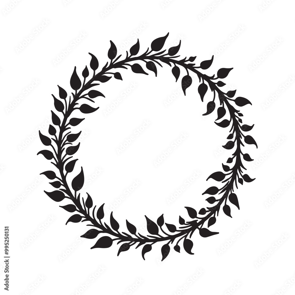 wreaths and branches with leaves silhouette vector wreaths and branches with leaves silhouette vector
