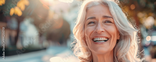 Beautiful Senior Woman Smiling: Dental Care Concept