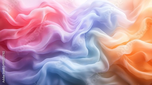 Abstract colorful fabric background with soft waves and gradients.