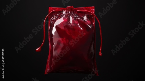 Blood bag on a black background.  photo