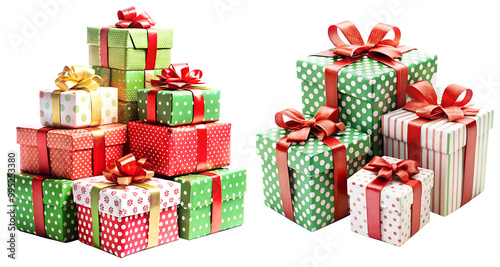 Christmas gift boxes and holiday gift boxes on a transparent background