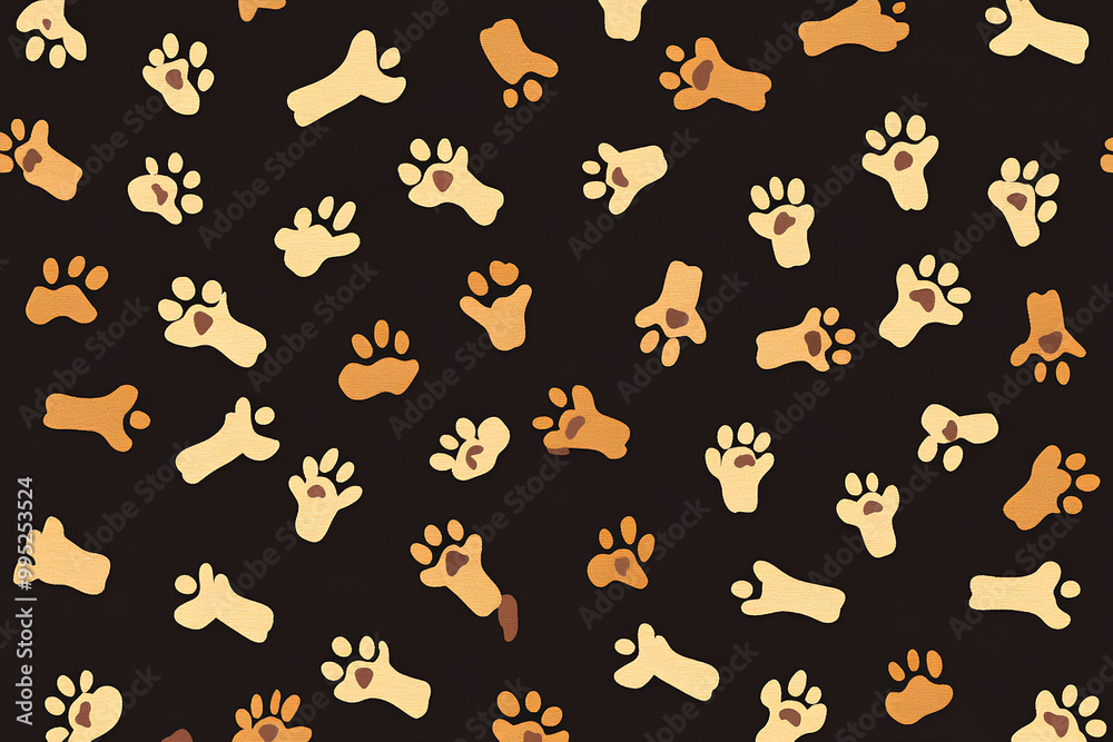 Dog Bone vector dog paw doodle Seamless pattern isolated dark brown wallpaper background Dog Bone vector dog paw doodle Seamless pattern isolated dark brown wallpaper background