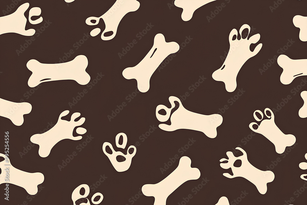 Dog Bone vector dog paw doodle Seamless pattern isolated dark brown wallpaper background Dog Bone vector dog paw doodle Seamless pattern isolated dark brown wallpaper background