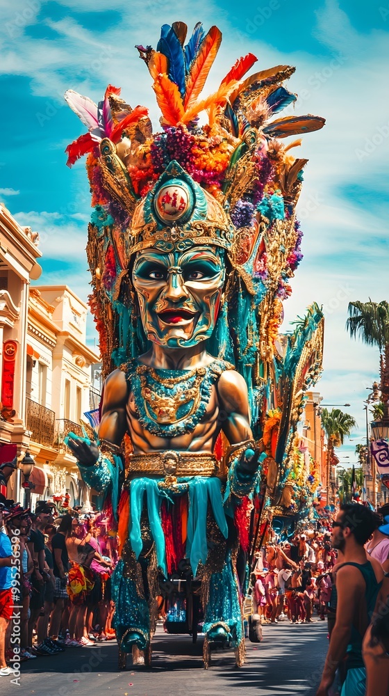 Fototapeta premium 53. A colorful parade with floats and performers celebrating a festival