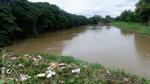 Heavy rain caused flash floods that filled the canal.