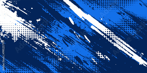 Minimal Abstract Blue Sport Grunge Design On Dark Background