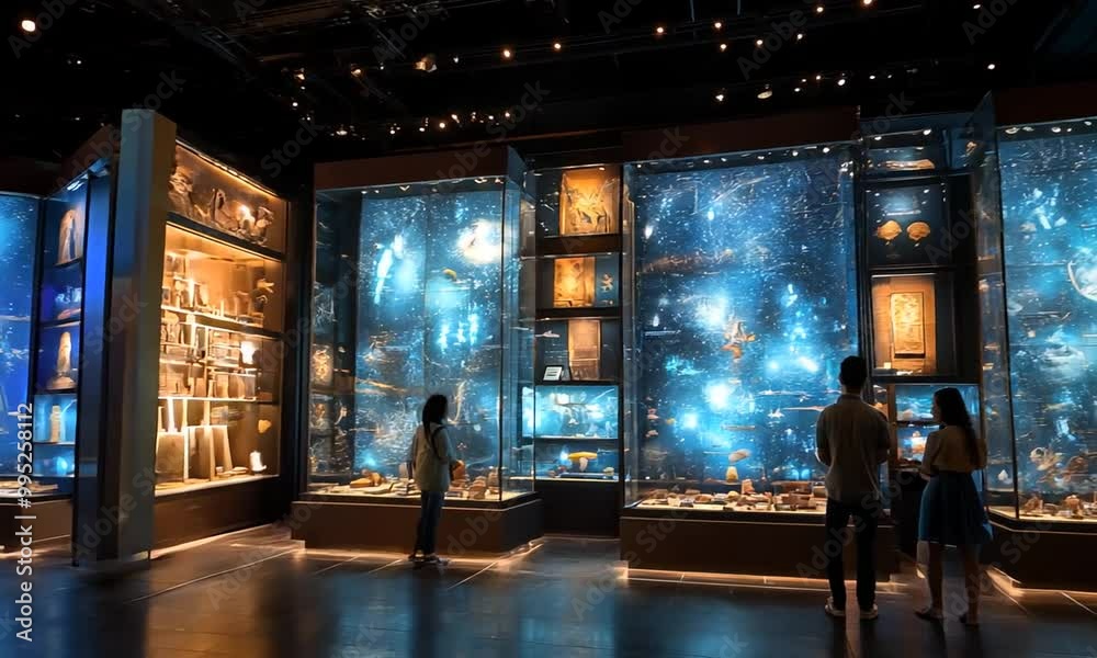 Museum Exhibit with Starry Night Projection Museum Exhibit with Starry Night Projection