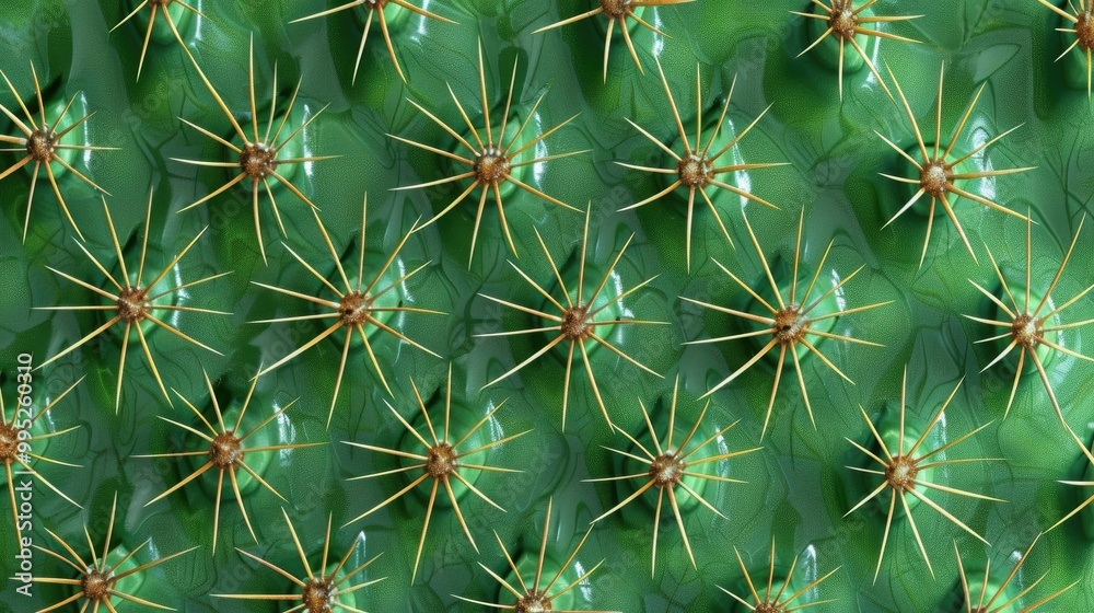 Fototapeta premium Textured Beauty. Rough, prickly, and spiky cactus skin close-up.